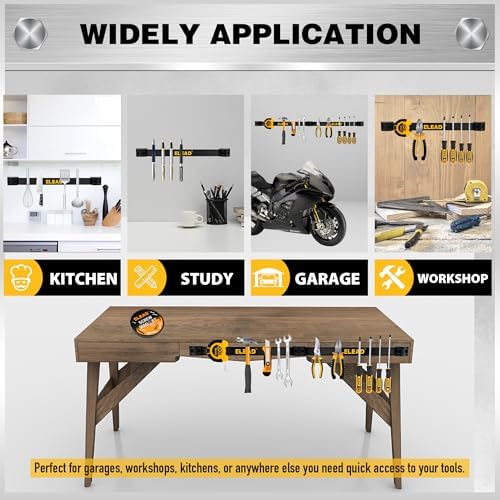 6-Piece 12" Magnetic Tool Holder Storage Organizer - Wall Mount Rack Garage Organization Power Magnet Hanger Workbench Board Slatwall Van Organizers Mounted Hanging Strip