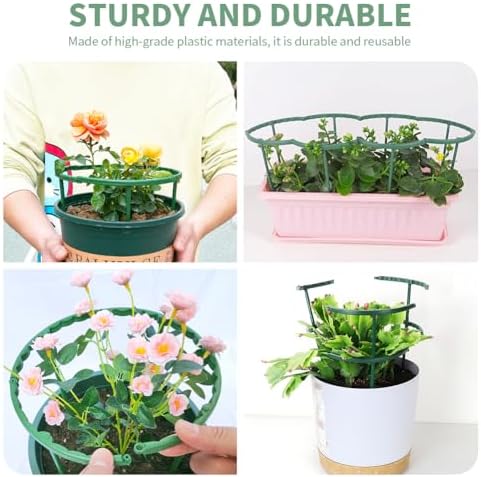 12Pack Plant Support Stake Half Round Plant Support Ring with 20 Pcs Clips
