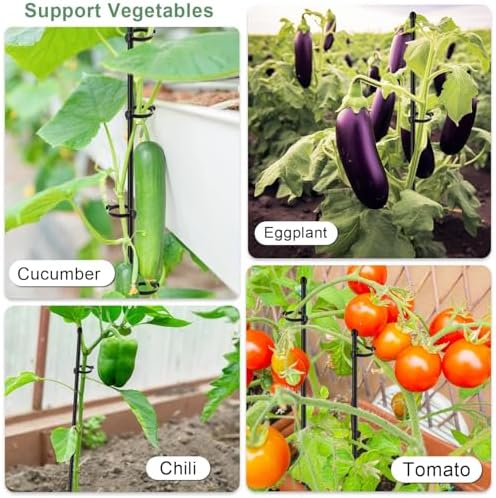 Plant Stakes 17 inch SupKing Support Stick Orchid Stakes with Clips 10Pcs Garden Plant Poles Extended to 3/4/5ft for Indoor Outdoor Potted Tomato Rose Amaryllis Vegetables Monstera -Black