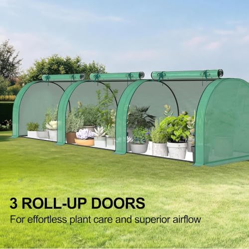 Garvee 116x39x31in Mini Greenhouse with 3 Roll-Up Zipper Door