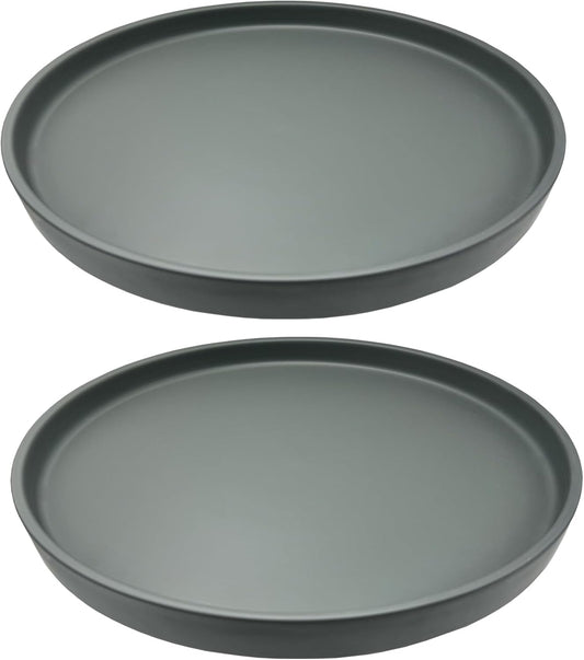2 Pack Ceramic Plant Saucer Pot Tray 8 Inch, Planter Saucers 4 5 6 7 8 9 10 11 12 13 Inch for Indoors Outdoor, Durable Sturdy Flower Drainage drip Water Tray for Glazed Pots Base (8.5 Inch-Grey)