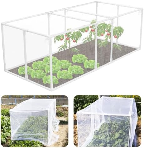 72 * 33 * 30 in Detachable Crop Cages for Garden, Plant Protection Tent with Garden Netting for Vegetables Fruits Flowers,Mesh Plant Covers for Outdoors White