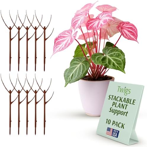 Stackable Plant Support Stakes, Begonia Red, 10-Pack, 17" L
