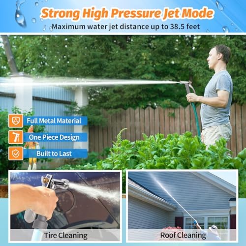 AUTOMAN Full Size Garden Hose Nozzle, High Pressure Pistol Grip Water Nozzle Sprayer with Threaded Front, Adjustable Spray Water Flow for Washing Car, Cleaning Ground, Watering Plants, Showering Pets