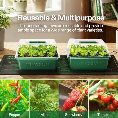 VIVOSUN 6-Pack Seed Starter Trays & 10"x20.75" Seedling Heat Mat