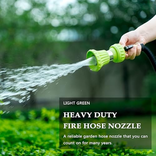 HOSUN Fireman Hose Nozzle, Adjustable Garden Hose Sprayer, Green