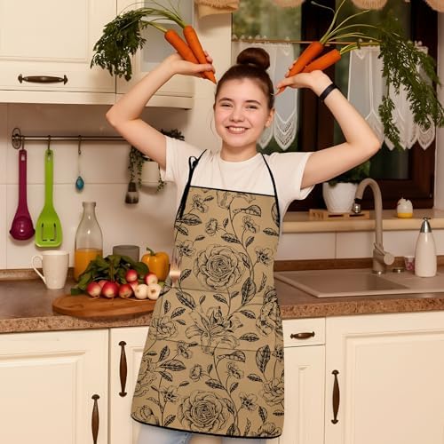 Aprons for Women with Pockets Funny Adjustable Waterproof Apron