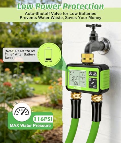 Brass 2 Zone Water Hose Timer, Waterproof Programmable Sprinkler Timer