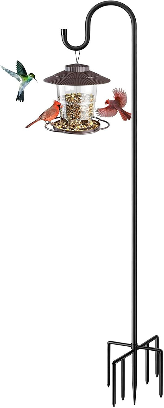 84" Shepherds Hooks for Outdoor with 7 Prongs Base, Heavy Duty Bird Feeder Pole for Hanging Lantern, Hummingbird Feeder, Shepherds Hook for Bird Feeders for Outside,1 Pack, Black
