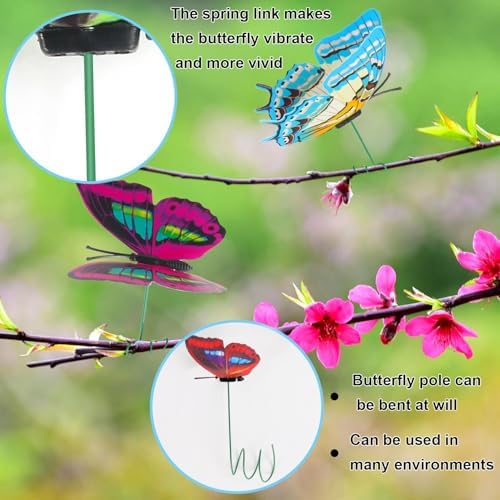 Butterfly Decorations, 75 Pcs Butterfly Stakes PVC Waterproof Decorative Colorfuli Garden Stakes for Indoor/Outdoor Christmas Yard Decor