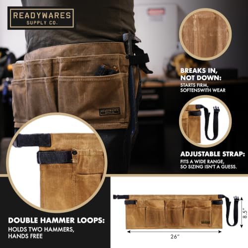 Readywares Waist Tool Apron - Carpenter Waxed Canvas Utility Apron Belt