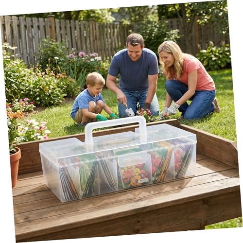 Seed Packet Storage Box Plastic Portable Divided Organizer