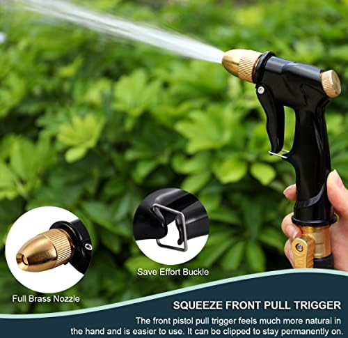 Garden Hose Nozzle, Heavy Duty Metal with Brass Nozzle, 4 Modes