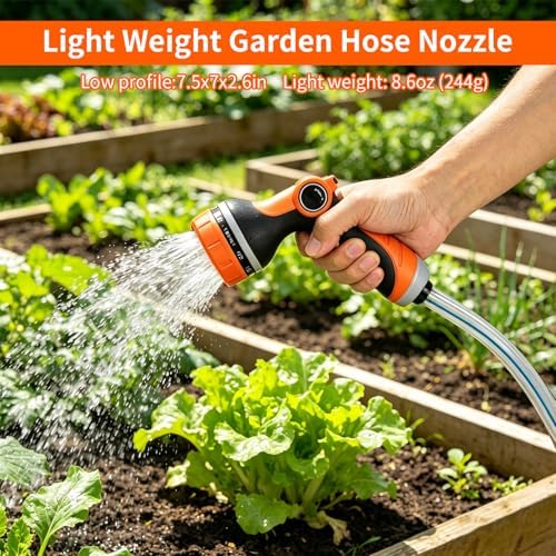 Garden Hose Nozzle with Adjustable 10 Spray Patterns Thumb Control