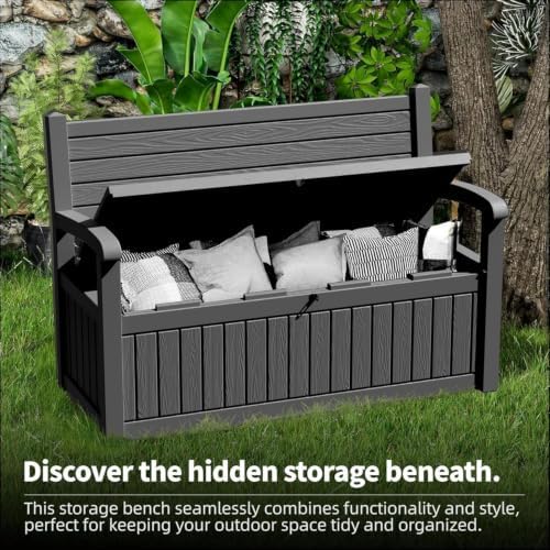 80 Gallon Outdoor Storage Bench Deck Box, Classic Black