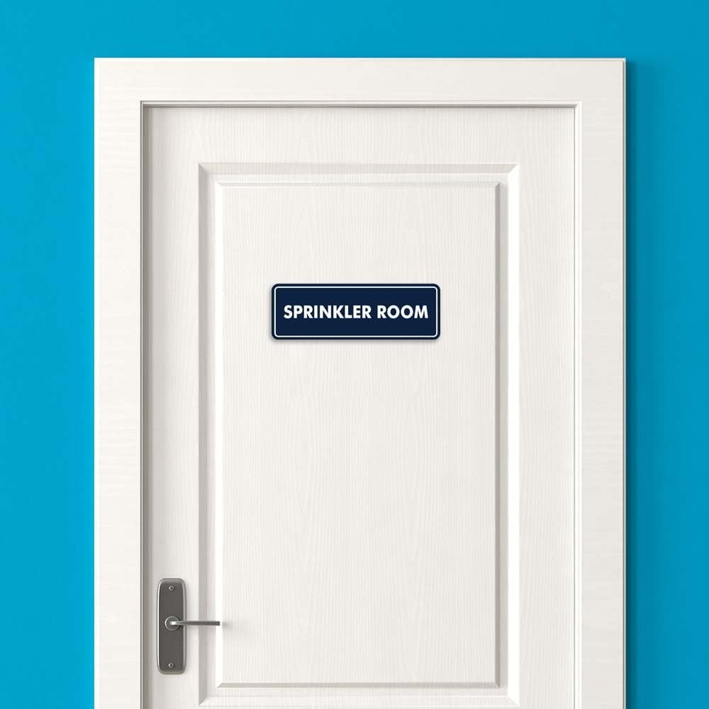 Signs ByLITA Standard Sprinkler Room Sign (Navy Blue/Gold) - Large 2 Pack