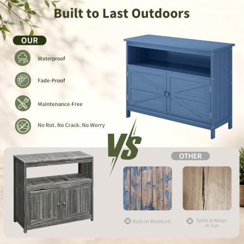 Outdoor Storage Cabinet, HIPS Potting Bench Table, Patio Sideboard