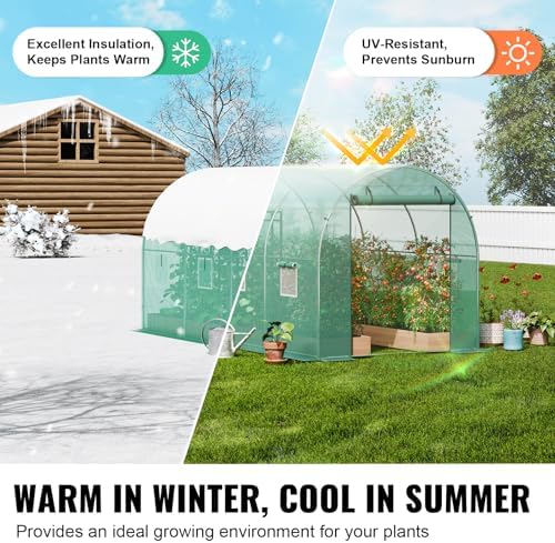 VEVOR Walk In Tunnel Greenhouse 9.6 x 6.4 x 6.2 ft Galvanized Steel Frame