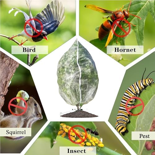1 Pack 12x16Ft Extra Large Drawstring & Zipper Fruit Tree Netting Cover - Reusable Bird Netting for Blueberry Bushes, Anti-Cicada/Deer/Squirrel Large Plant Protection Net