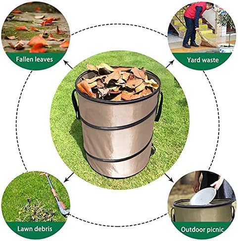 Collapsible Leaf Trash Can 37.8L Capacity Handle Locking Mechanism Outdoor Yard Garden Campsite Debris Bin 90% Cleanup Foldable Storage for Lawn Cleanup Leaf Collection