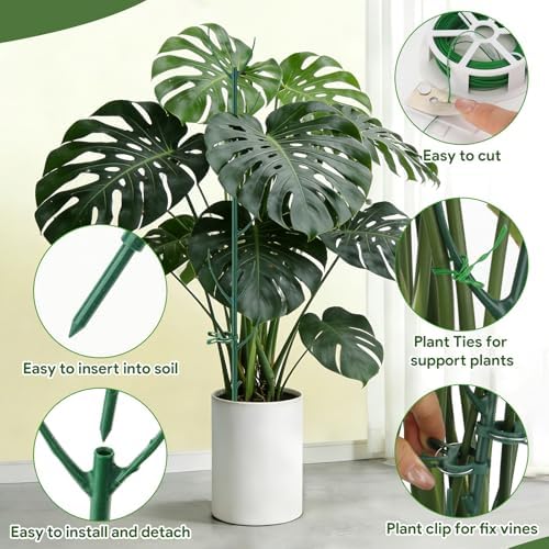 6 Pack Monstera Plant Support for Indoor & Outdoor Plants with Clips & Ties