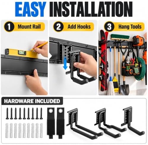 Ski Rack 99"Garage Tool Organizer Wall Mount 1000 lbs Garden Tool Organizer