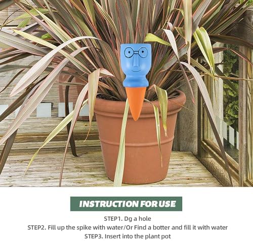 8 Pack Terracotta Watering Spikes, Vacation Self-Watering Planters Devices - Continuous Moisture with Slow Release Watering System - Perfect for Indoor Outdoor Plants (Big head-2pc)