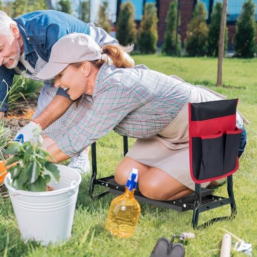 GIANTEX Garden Kneeler & Seat, Heavy-Duty Garden Bench, Black with 1 Bag