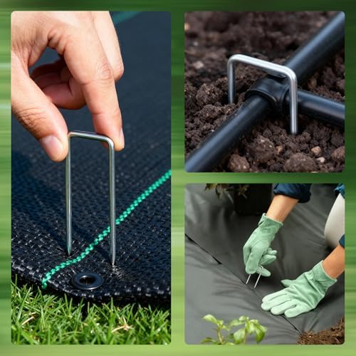 PSISO 80 Pack 6 Inch Galvanized U-Shaped Garden Stakes Landscape Staples, 12 Gauge Heavy Duty Tent Stakes Ground Yard Lawn Pins for Landscaping, Weed Barrier Fabric, Fencing, Outdoor Decor