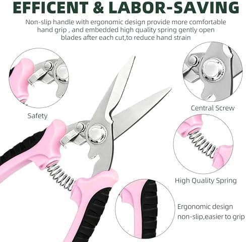 3 Pack Garden Pruning Shears Scissors Clippers Stainless Steel(Pink)