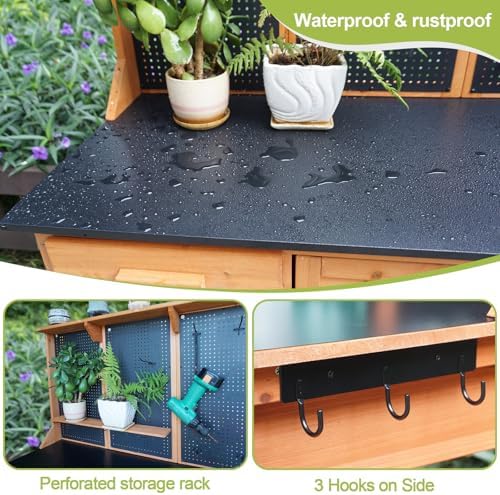 Outdoor Potting Bench, Black, 44 * 20 * 63in