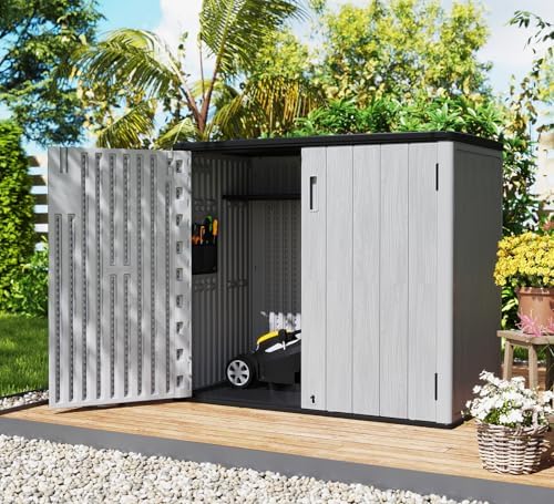 ZZM 37 Cu.ft Outdoor Storage Cabinet with One Tool Kit, Horizontal Storage Shed for Garage, Garbage Cans, Garden Accessories