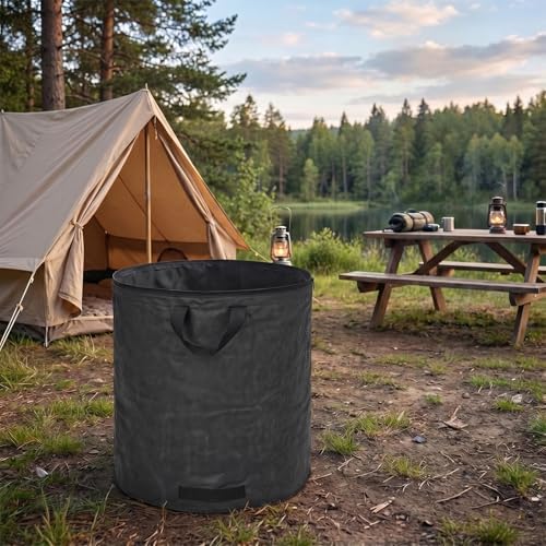 72 Gallon Collapsible Yard Waste Bag with Lid, Reusable Leaf and Lawn Bag with Handles,Foldable Outdoor Garbage Recycling Can for Yard Waste,Camping,and Beach