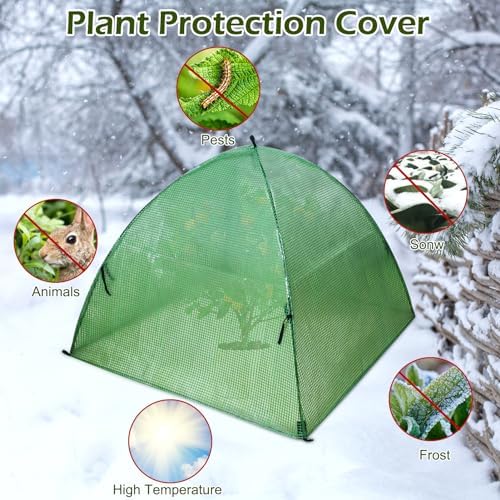 Plant Tent Outdoor Winter Shrub Cover Green Frost Tent Plant Covers Freeze Protection Tent Waterproof Plant Frost Protector, 2PCS 22x22x22Inch