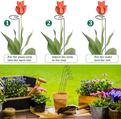 24 Inch 20 Packs Plant Stakes,Plant Supports for Outdoor Plants,Garden Single Stemmed Plant Support Stakes for Gardening,Flowers,Orchid,Peony Lily Rose