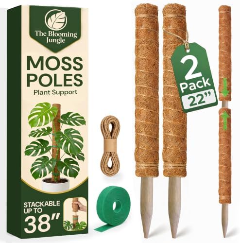 2 Pack 22" Moss Pole Monstera Plant Support - Stackable up to 38"