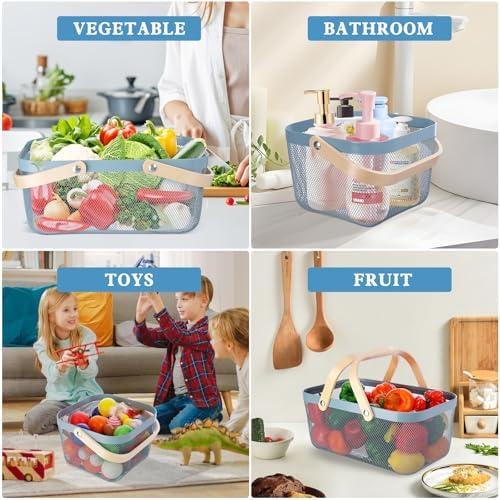 2 Pack Garden Harvest Basket, Metal Mesh Wire Picnic Basket with Handle