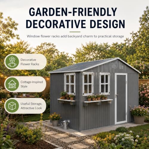 12x10 FT Outdoor Storage Shed, Lockable Single Door Tool Shed