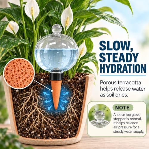 6 Pack 17 oz Extra Large Self-Watering Globes for Indoor and Outdoor Plants