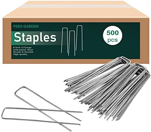 Landscape Staples 6 Inch 500 Pack, Galvanized Garden Stakes