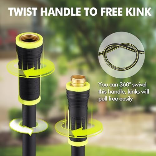 100 FT Garden Hose 5/8", Heavy Duty Rubber, Brass Fittings