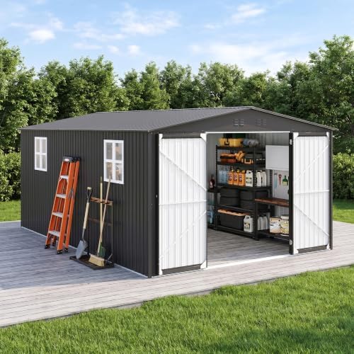 12x18 FT Metal Storage Shed, Large Outdoor Garden Tool Shed