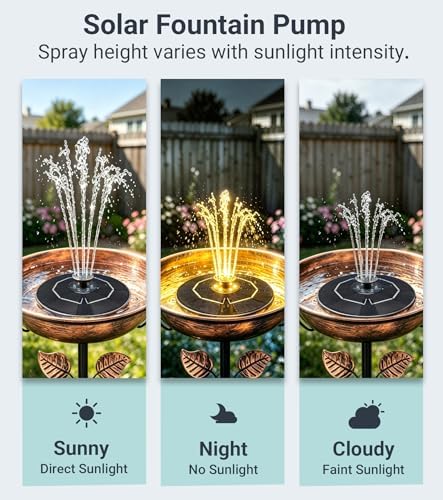 6.3" Solar Bird Bath Fountain with Color LED Lights