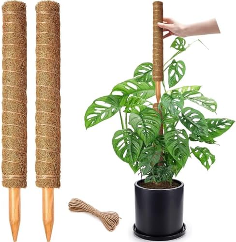 2 Pack 17 Inch Moss Pole, Stackable Moss Poles for Climbing Plants Monstera, Tall Plant Sticks Accessories, Large Coir Plant Support Stakes for Potted Plants Indoor, Pothos, Philodendron
