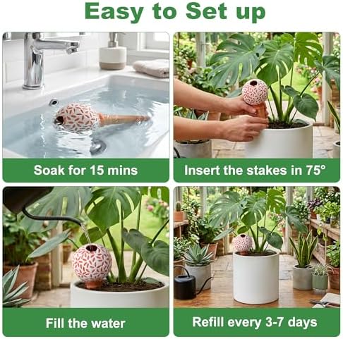4-Pack Terracotta self-Watering Stakes for Indoor Plants