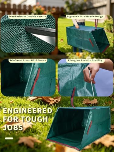 57 Gal Dustpan Yard Waste Bags Heavy Duty Reusable with Gloves