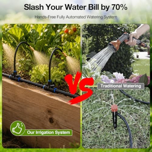 100FT Drip Irrigation System with 360° Adjustable Copper Nozzles
