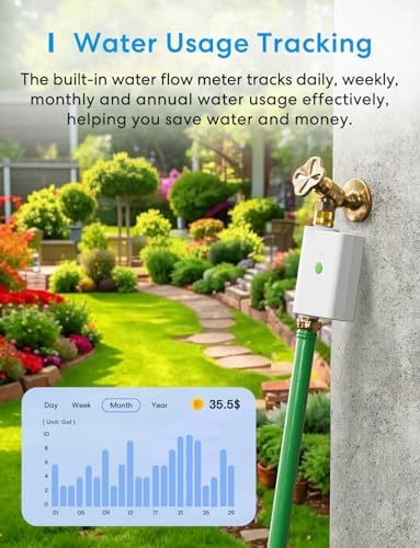 meross WiFi Water Timer for Garden Hose, Rain Skip, Hub Included, IP65