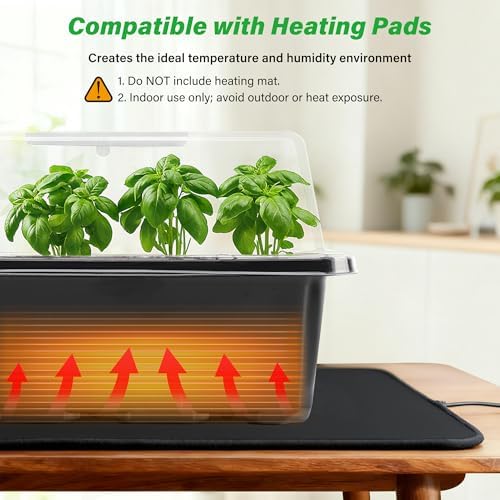 5-Pack Seed Starter Trays, Humidity Dome, Base, 12-Cell Tray, Black