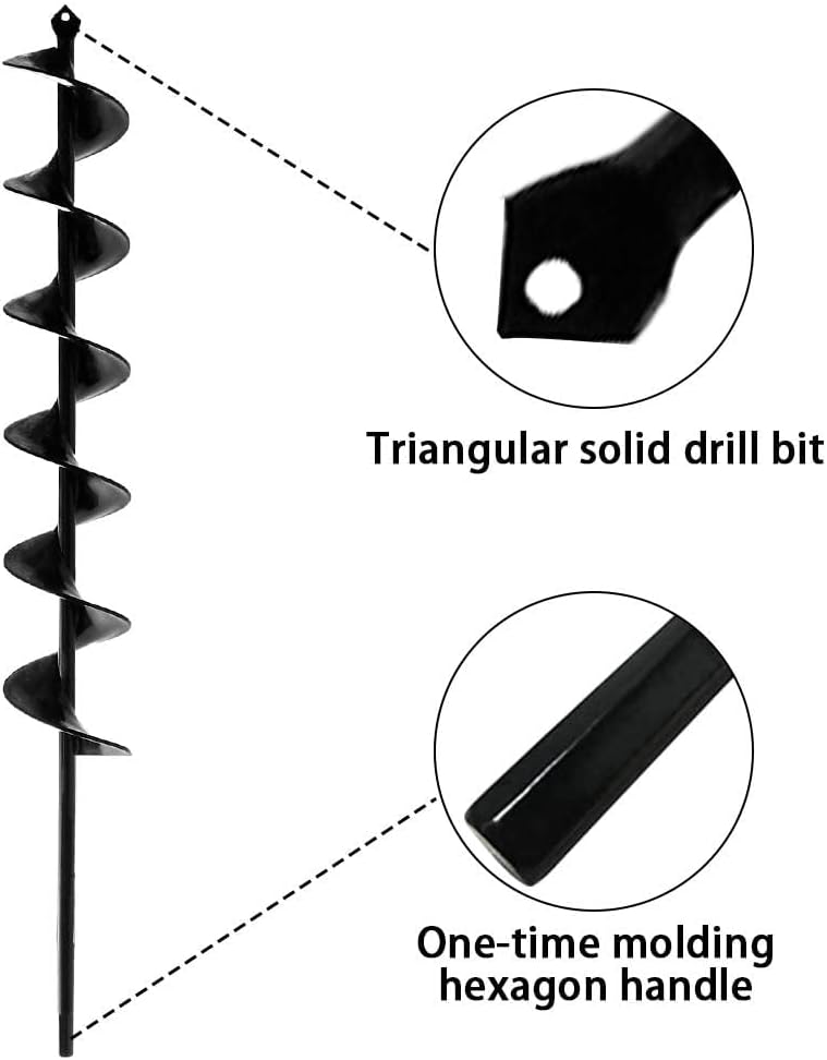 Auger Drill Bit for Planting - 3 x 24 inch Plant Auger for Cordless Drill - Bulb Planter Tool for Bulbs Planting&Holes Digging - 3/8" Hex Drive Drill